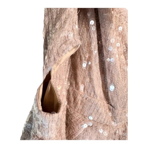 Mac Duggal Sequined Flutter Sleeve One Shoulder Draped Gown NWT - Picture 5 of 11